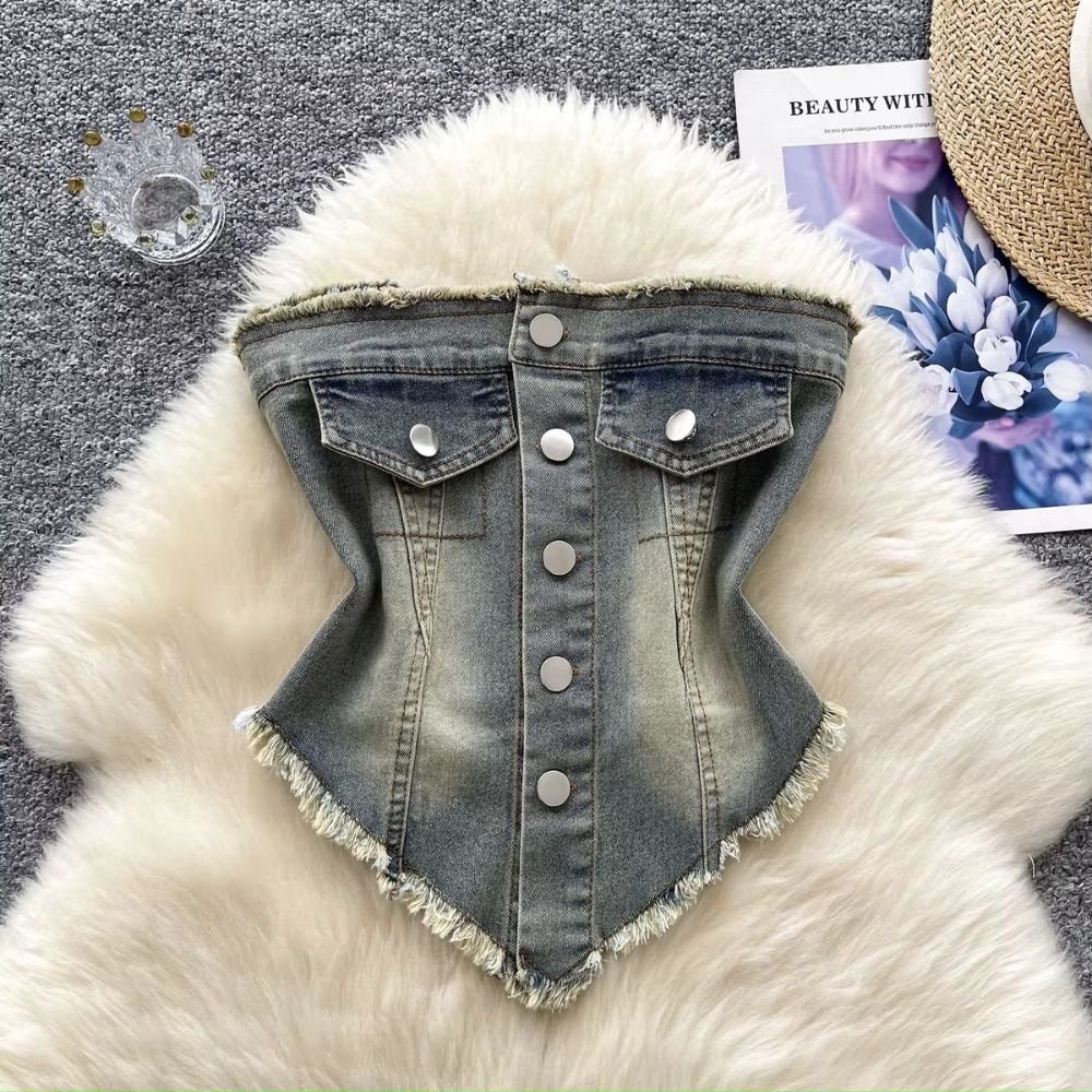 توب جينز كورسيه توب جينز كورسيه