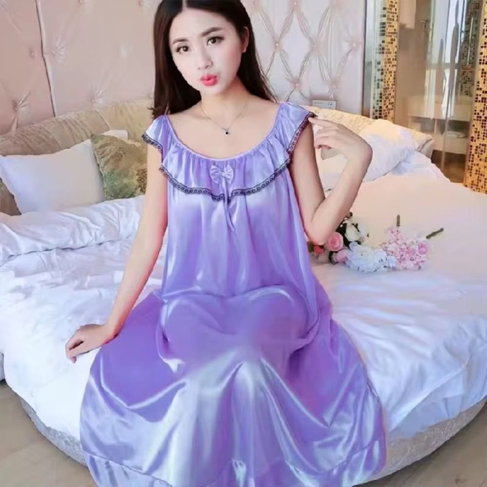 قميص نوم ساتان طويل قميص نوم ساتان طويل