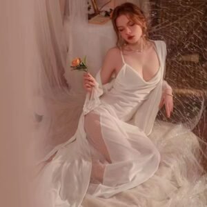 قميص نوم مع روب شيفون طويل