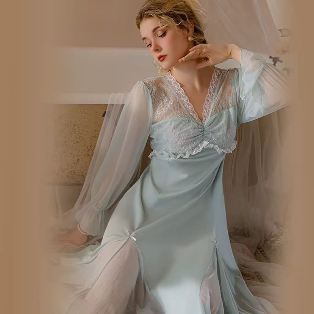 قميص نوم دانتيل طويل قميص نوم دانتيل طويل