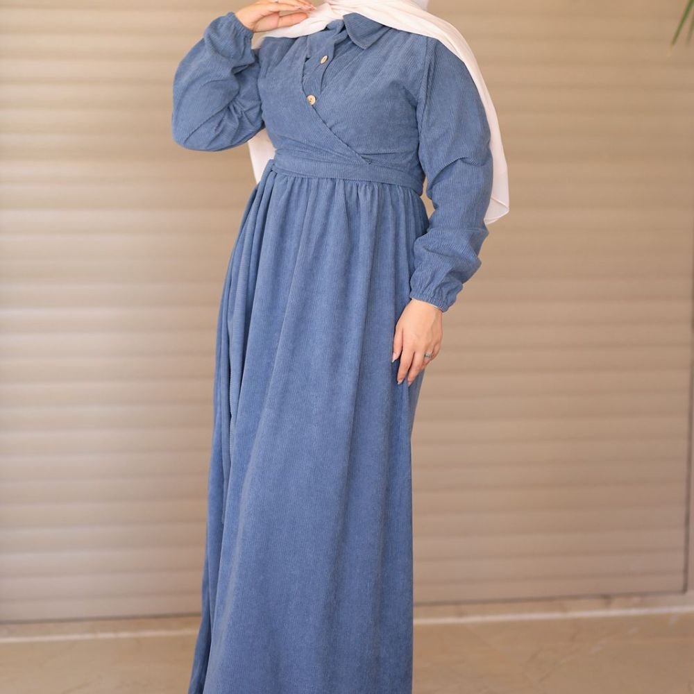 فستان كوردروي مع ربطة وسط فستان كوردروي مع ربطة وسط