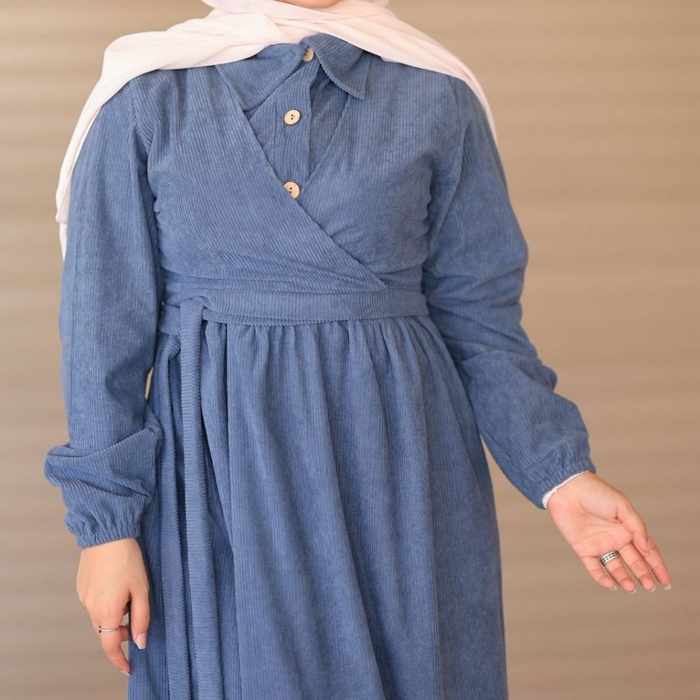 فستان كوردروي مع ربطة وسط فستان كوردروي مع ربطة وسط